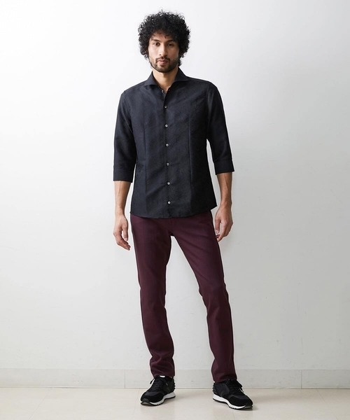 MICHEL KLEIN HOMME (ミッシェルクランオム)の「《日本製》ボタニカル柄7分袖シャツ(シャツ/ブラウス・メンズ・ベージュ/グリーン/ブラック・MEDIUM/LARGE/X-LARGE)」の21枚目の写真