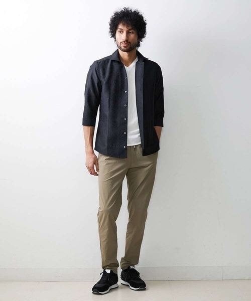 MICHEL KLEIN HOMME (ミッシェルクランオム)の「《日本製》ボタニカル柄7分袖シャツ(シャツ/ブラウス・メンズ・ベージュ/グリーン/ブラック・MEDIUM/LARGE/X-LARGE)」の8枚目の写真