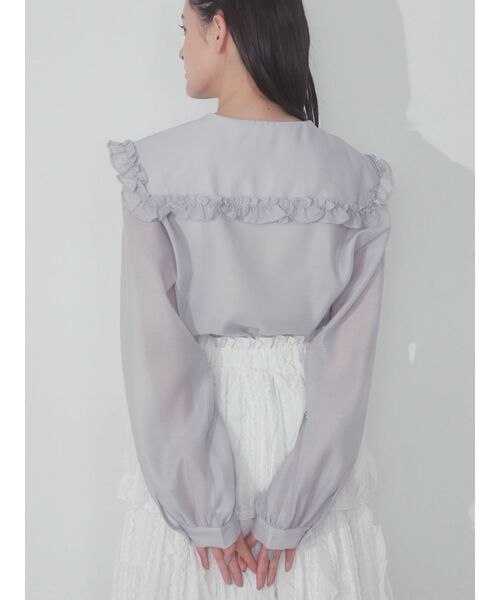 merry jenny(メリージェニー)の「シアーフリルカラーブラウス(シャツ/ブラウス・レディース・オフホワイト/ライトブルー/ブラック・FREE)」の4枚目の写真