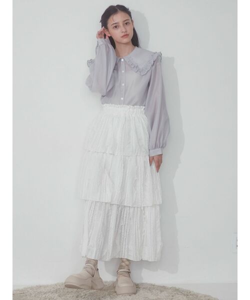 merry jenny(メリージェニー)の「シアーフリルカラーブラウス(シャツ/ブラウス・レディース・オフホワイト/ライトブルー/ブラック・FREE)」の16枚目の写真