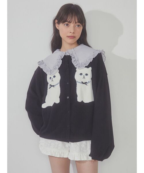 merry jenny(メリージェニー)の「シアーフリルカラーブラウス(シャツ/ブラウス・レディース・オフホワイト/ライトブルー/ブラック・FREE)」の5枚目の写真