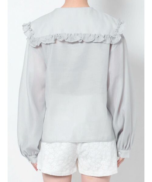 merry jenny(メリージェニー)の「シアーフリルカラーブラウス(シャツ/ブラウス・レディース・オフホワイト/ライトブルー/ブラック・FREE)」の11枚目の写真