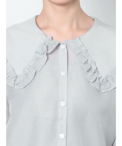 merry jenny(メリージェニー)の「シアーフリルカラーブラウス(シャツ/ブラウス・レディース・オフホワイト/ライトブルー/ブラック・FREE)」の6枚目の写真