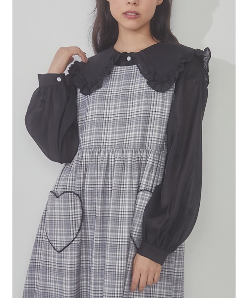 merry jenny(メリージェニー)の「シアーフリルカラーブラウス(シャツ/ブラウス・レディース・オフホワイト/ライトブルー/ブラック・FREE)」の1枚目の写真