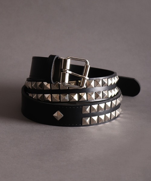 WESTSEA(ウエストシー)の「ピラミッドスタッズ(2段)合皮ベルト(ベルト・メンズ・シルバー・FREE)」の4枚目の写真