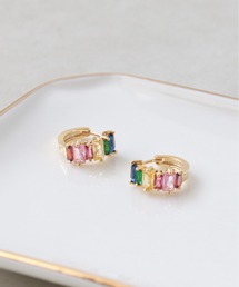 レインボーストーンワンタッチピアス