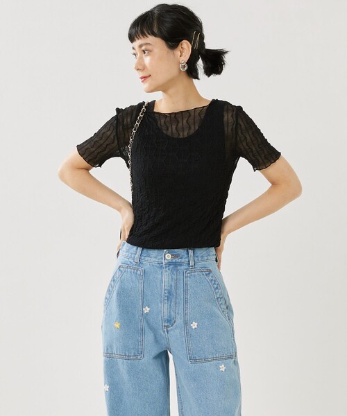 FREAK'S STORE（フリークスストア）の「半袖カットソー（Tシャツ/カットソー・レディース・ブラック・ﾌﾘ-）」の4枚目の写真