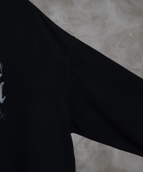 heavy cotton vintage like retro logo print pigment big long-T/ヘビーコットンヴィンテージライクレトロロゴプリントピグメントTシャツ（Tシャツ/カットソー）｜ADRER（アドラー）