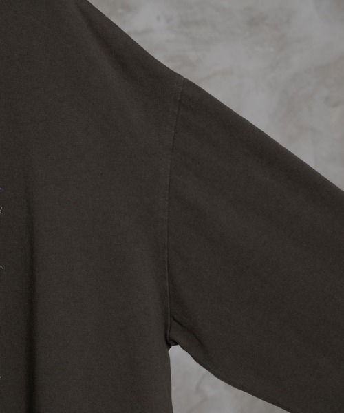 heavy cotton vintage like retro logo print pigment big long-T/ヘビーコットンヴィンテージライクレトロロゴプリントピグメントTシャツ（Tシャツ/カットソー）｜ADRER（アドラー）