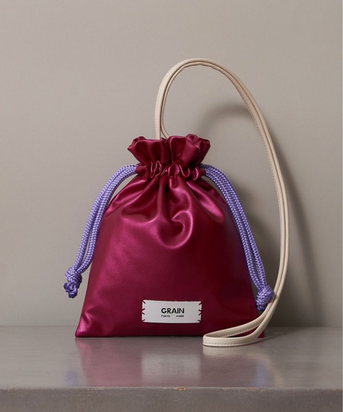 GRAIN（グレイン）の「非表示【GRAIN/グレイン】バイカラーミニ巾着ショルダーバッグ ＃Owl（ショルダーバッグ・レディース・ブラック/ゴールド/ブルー/シルバー/ブラック系その他2/サックスブルー/パープル/ネイビー/ガンメタ・FREE）」の7枚目の写真