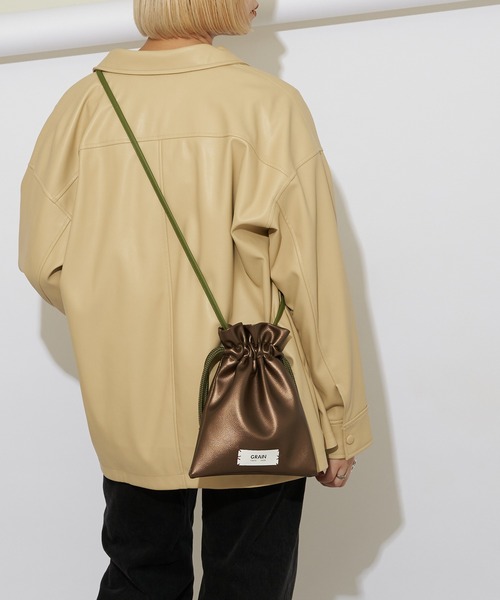 GRAIN（グレイン）の「非表示【GRAIN/グレイン】バイカラーミニ巾着ショルダーバッグ ＃Owl（ショルダーバッグ・レディース・ブラック/ゴールド/ブルー/シルバー/ブラック系その他2/サックスブルー/パープル/ネイビー/ガンメタ・FREE）」の11枚目の写真