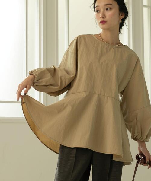 coen（コーエン）の「【WEB限定】ペプラムロングスリーブチュニックブラウス（シャツ/ブラウス・レディース・ベージュ/オフホワイト/ダークグレー・M/L）」の4枚目の写真