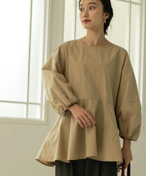 coen（コーエン）の「【WEB限定】ペプラムロングスリーブチュニックブラウス（シャツ/ブラウス・レディース・ベージュ/オフホワイト/ダークグレー・M/L）」の5枚目の写真