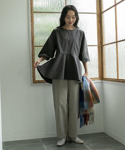 coen（コーエン）の「【WEB限定】ペプラムロングスリーブチュニックブラウス（シャツ/ブラウス・レディース・ベージュ/オフホワイト/ダークグレー・M/L）」の20枚目の写真