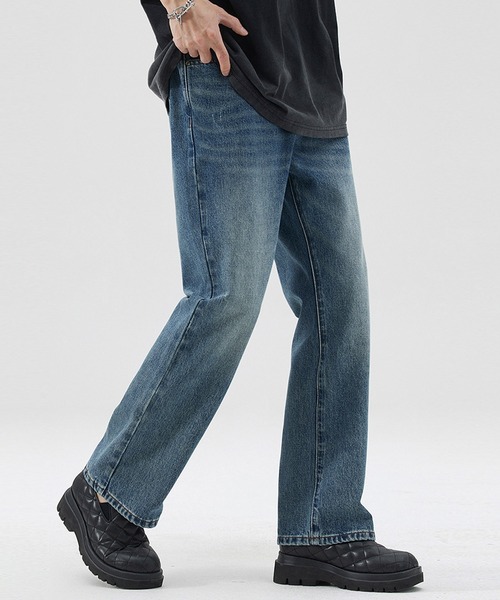 aimoha（アイモハ）の「aimoha menスリームストレートデニム（デニムパンツ・メンズ・ブルー・MEDIUM/SMALL/X-LARGE/LARGE）」の4枚目の写真