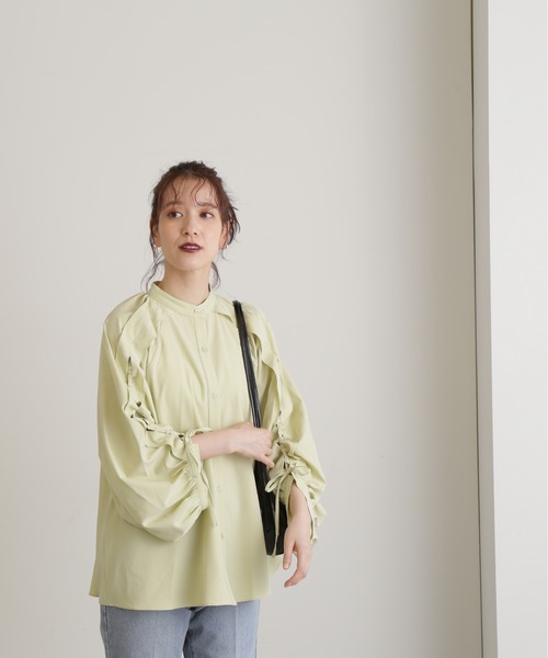 N.(N. Natural Beauty Basic)(エヌエヌナチュラルビューティーベーシック)の「◆レースアップスリーブブラウス(シャツ/ブラウス・レディース・ホワイト/ブルー/ライトグリーン・MEDIUM)」の12枚目の写真