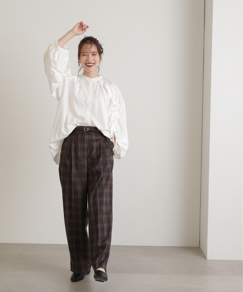 N.(N. Natural Beauty Basic)(エヌエヌナチュラルビューティーベーシック)の「◆レースアップスリーブブラウス(シャツ/ブラウス・レディース・ホワイト/ブルー/ライトグリーン・MEDIUM)」の9枚目の写真