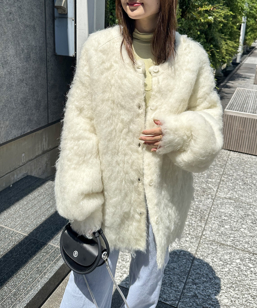 COMMRE（コムル）の「【COMMRE / コムル】ヘアリーシャギーニットカーディガン（カーディガン/ボレロ・レディース・ベージュ/ホワイト/グリーン/ブルー系その他・FREE）」の5枚目の写真