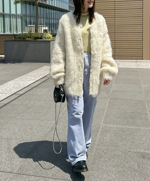 COMMRE（コムル）の「【COMMRE / コムル】ヘアリーシャギーニットカーディガン（カーディガン/ボレロ・レディース・ベージュ/ホワイト/グリーン/ブルー系その他・FREE）」の11枚目の写真