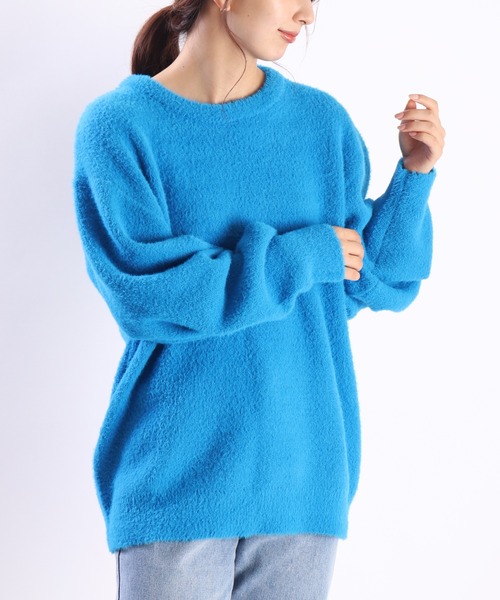 WESTSEA(ウエストシー)の「フェザーヤーン ルーズサイズ 長袖クルーニット(ニット/セーター・メンズ・グレイッシュブルー/ターコイズブルー/グレー系その他/ブラック/ワイン/チャコール/マスタード/ライトグレー/ブラック×グレー/ブラック×ホワイト/ブラック×レッド/ブラック×ブルー/ダークネイビー/ライトベージュ/ライトブルー/プラム・M/L)」の11枚目の写真