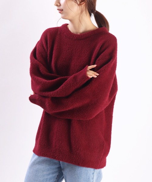 WESTSEA(ウエストシー)の「フェザーヤーン ルーズサイズ 長袖クルーニット(ニット/セーター・メンズ・グレイッシュブルー/ターコイズブルー/グレー系その他/ブラック/ワイン/チャコール/マスタード/ライトグレー/ブラック×グレー/ブラック×ホワイト/ブラック×レッド/ブラック×ブルー/ダークネイビー/ライトベージュ/ライトブルー/プラム・M/L)」の16枚目の写真