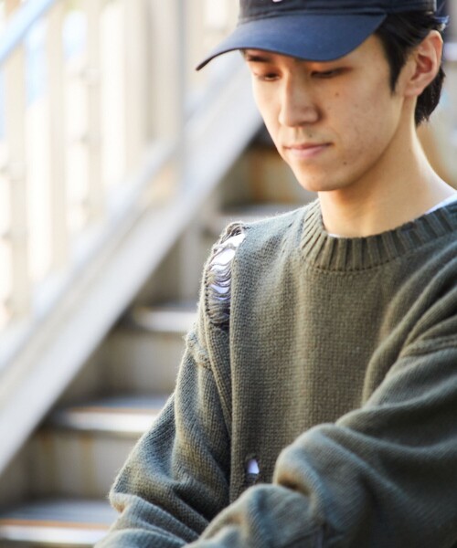 セール】FREAK'S STORE/フリークスストア ダメージ クルーネックニット