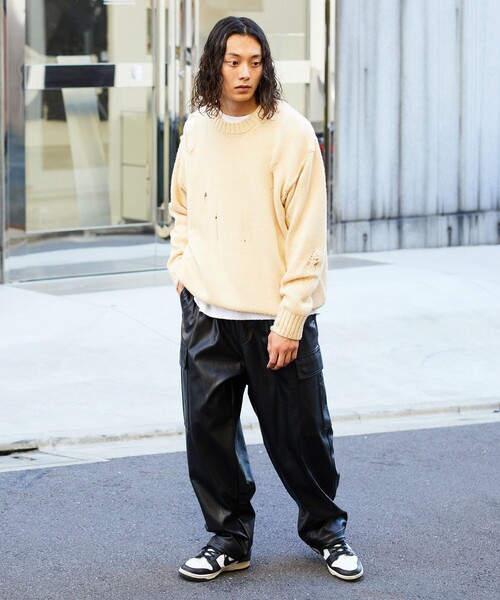 FREAK'S STORE(フリークスストア)の「FREAK’S STORE/フリークスストア ダメージ クルーネックニット/プルオーバー/ダメージ加工(ニット/セーター・メンズ・オフホワイト/ブラック/オリーブ・SMALL/MEDIUM/LARGE)」の10枚目の写真