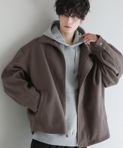 ASTRONOMY(アストロノミー)の「ビッグシルエットメルトンスタンドネックブルゾン(ブルゾン・メンズ・チャコール/ブラック/ライトグレー/ブラウン/オレンジ/ブルー/ダークグリーン/モカ・L/M/LL)」の5枚目の写真