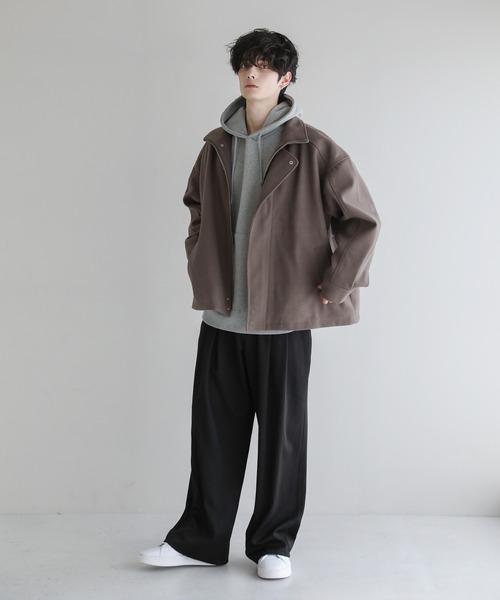 ASTRONOMY(アストロノミー)の「ビッグシルエットメルトンスタンドネックブルゾン(ブルゾン・メンズ・チャコール/ブラック/ライトグレー/ブラウン/オレンジ/ブルー/ダークグリーン/モカ・L/M/LL)」の12枚目の写真