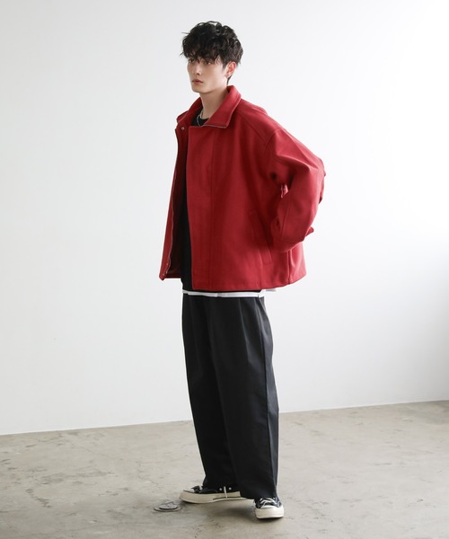セール】ビッグシルエットメルトンスタンドネックブルゾン（ブルゾン
