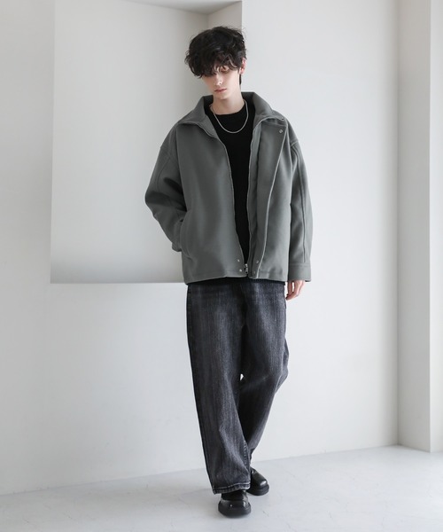 セール】ビッグシルエットメルトンスタンドネックブルゾン（ブルゾン