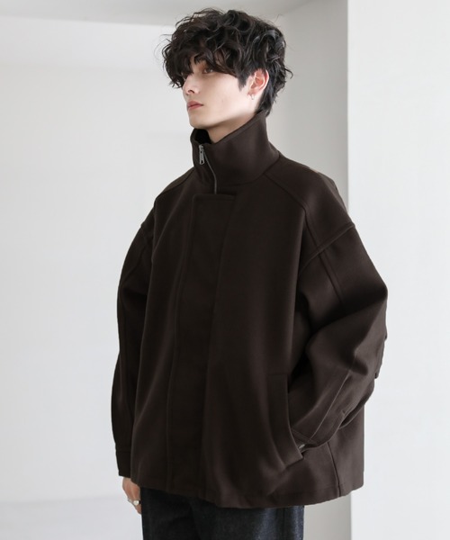 セール】ビッグシルエットメルトンスタンドネックブルゾン（ブルゾン