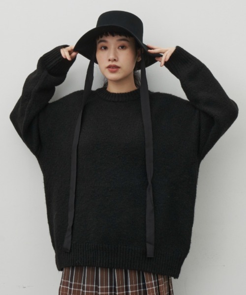 Libra Cue(リブラ キュー)の「オーバールーズニット(ニット/セーター・レディース・イエロー/アイボリー/グレー/ブラック・FREE)」の2枚目の写真