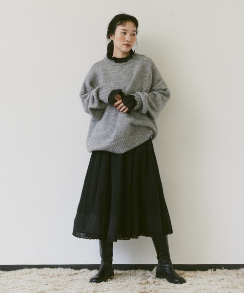 Libra Cue(リブラ キュー)の「オーバールーズニット(ニット/セーター・レディース・イエロー/アイボリー/グレー/ブラック・FREE)」の18枚目の写真