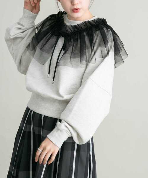 KBF（ケイビーエフ）の「マルチWAYチュール付け襟（その他小物・レディース・ベージュ/ブラック・ONE）」の2枚目の写真