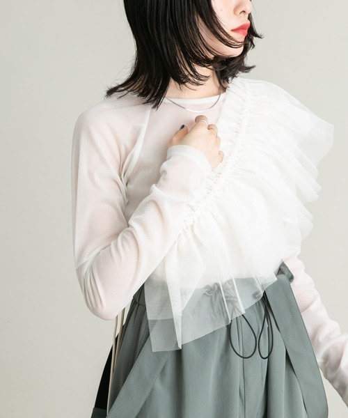 KBF（ケイビーエフ）の「マルチWAYチュール付け襟（その他小物・レディース・ベージュ/ブラック・ONE）」の3枚目の写真