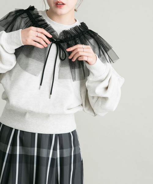 KBF（ケイビーエフ）の「マルチWAYチュール付け襟（その他小物・レディース・ベージュ/ブラック・ONE）」の7枚目の写真