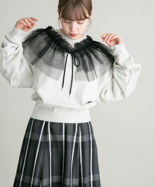 KBF（ケイビーエフ）の「マルチWAYチュール付け襟（その他小物・レディース・ベージュ/ブラック・ONE）」の8枚目の写真