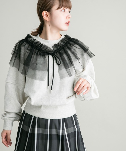 KBF（ケイビーエフ）の「マルチWAYチュール付け襟（その他小物・レディース・ベージュ/ブラック・ONE）」の9枚目の写真