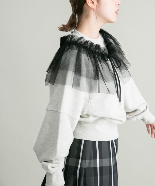 KBF（ケイビーエフ）の「マルチWAYチュール付け襟（その他小物・レディース・ベージュ/ブラック・ONE）」の10枚目の写真