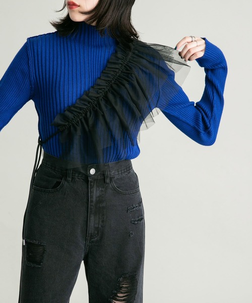 KBF（ケイビーエフ）の「マルチWAYチュール付け襟（その他小物・レディース・ベージュ/ブラック・ONE）」の12枚目の写真