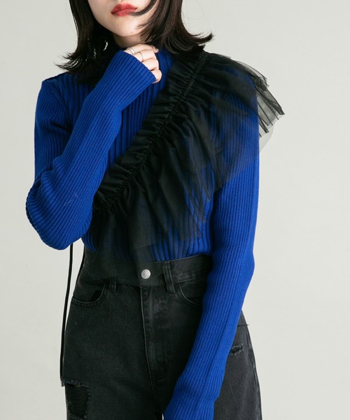 KBF（ケイビーエフ）の「マルチWAYチュール付け襟（その他小物・レディース・ベージュ/ブラック・ONE）」の13枚目の写真