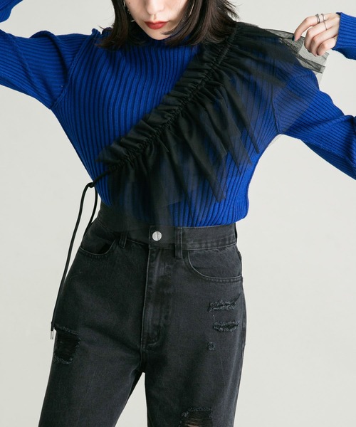 KBF（ケイビーエフ）の「マルチWAYチュール付け襟（その他小物・レディース・ベージュ/ブラック・ONE）」の14枚目の写真