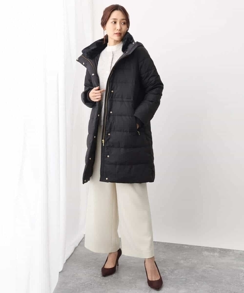 MK MICHEL KLEIN(エムケーミッシェルクラン)の「ベーシックタフタロングダウンコート(ダウンジャケット/コート・レディース・ブラック/ベージュ/モカ・40/38)」の11枚目の写真