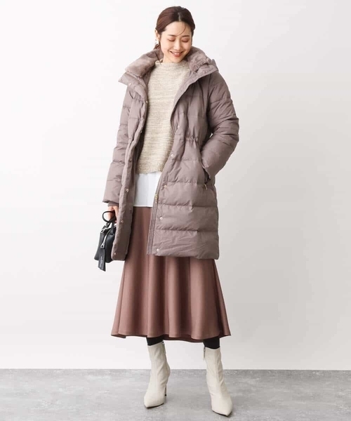 MK MICHEL KLEIN(エムケーミッシェルクラン)の「ベーシックタフタロングダウンコート(ダウンジャケット/コート・レディース・ブラック/ベージュ/モカ・40/38)」の15枚目の写真