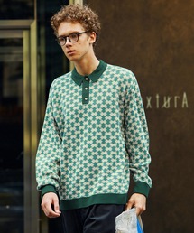 EMMA CLOTHES | ジャガードクラシックパターンニットポロシャツ EMMA CLOTHES(ポロシャツ)