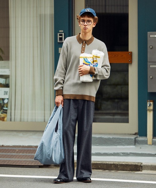 EMMA CLOTHES(エマクローズ)の「ジャガードクラシックパターンニットポロシャツ EMMA CLOTHES(ポロシャツ・メンズ・グレー/ベージュ/グリーン/ダークオリーブ/ブルー・M/L)」の8枚目の写真