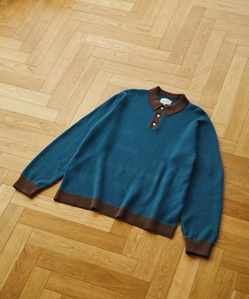 EMMA CLOTHES(エマクローズ)の「ジャガードクラシックパターンニットポロシャツ EMMA CLOTHES(ポロシャツ・メンズ・グレー/ベージュ/グリーン/ダークオリーブ/ブルー・M/L)」の21枚目の写真