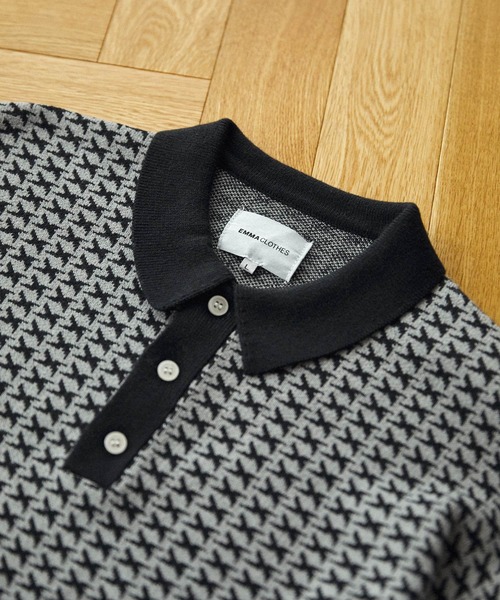 EMMA CLOTHES(エマクローズ)の「ジャガードクラシックパターンニットポロシャツ EMMA CLOTHES(ポロシャツ・メンズ・グレー/ベージュ/グリーン/ダークオリーブ/ブルー・M/L)」の22枚目の写真
