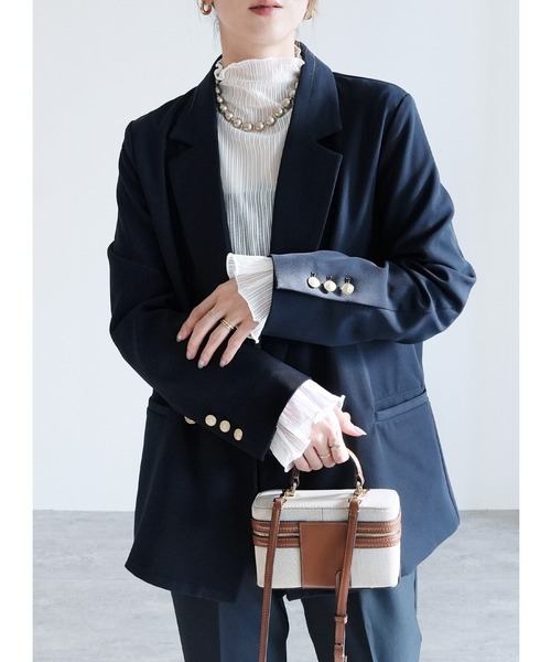 reca(レカ)の「ボトルネックシアーストライプブラウス(シャツ/ブラウス・レディース・ブラウン/アイボリー/ブラック/ブルー/ホワイト/カーキ・FREE)」の1枚目の写真